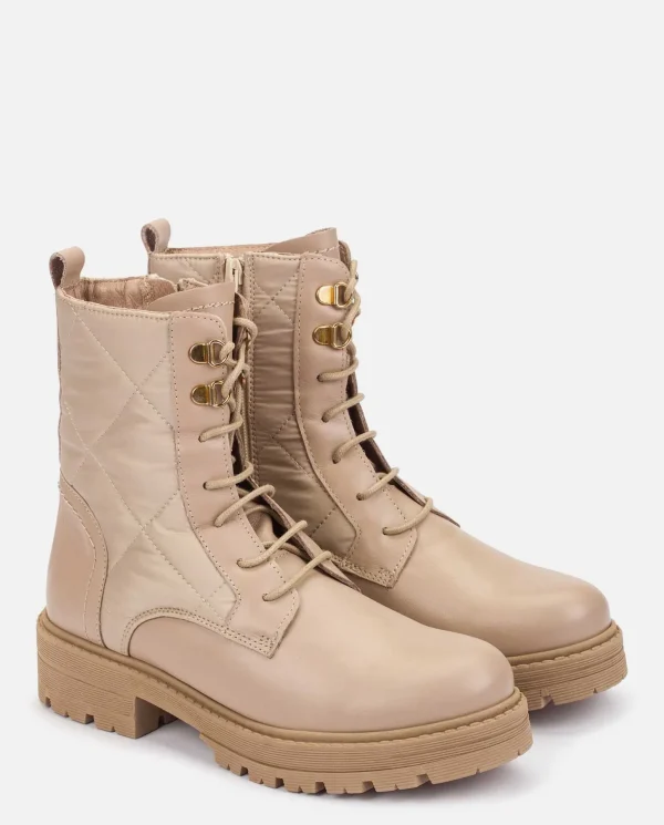 Yokono Flat Ankle Boots BERNA-007 Beige Flash Sale