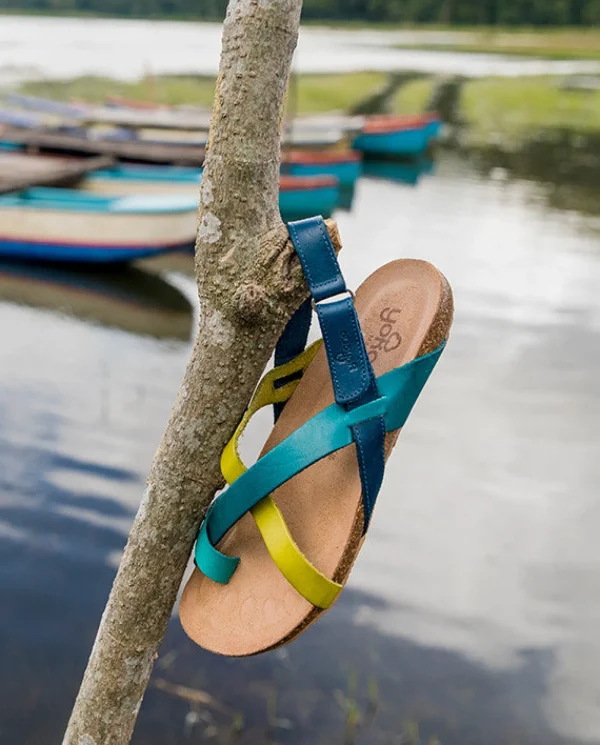 Yokono Flat Sandal IBIZA-718 Blue Cheap