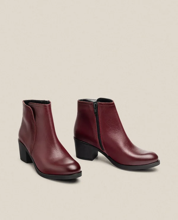 Yokono Heeled Ankle Boot LILLE-016 Burgundy Clearance
