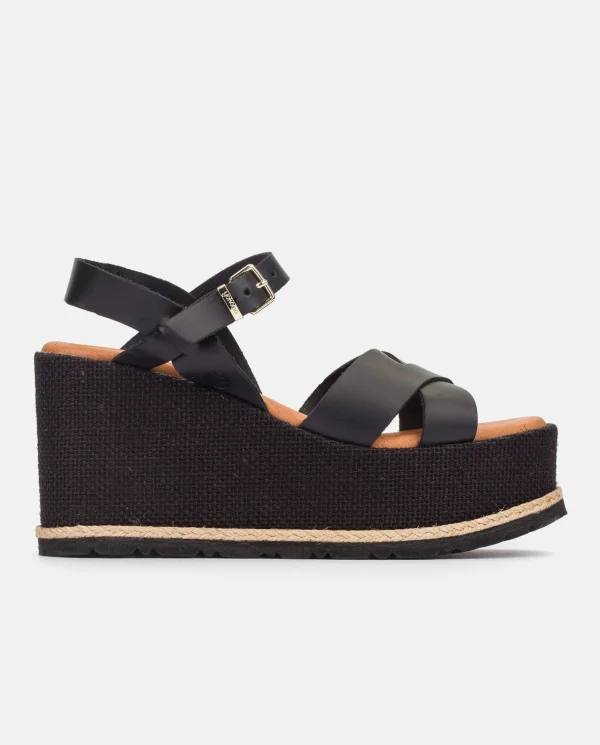 Yokono Wedge Sandal LANZAROTE-003 Black Sale