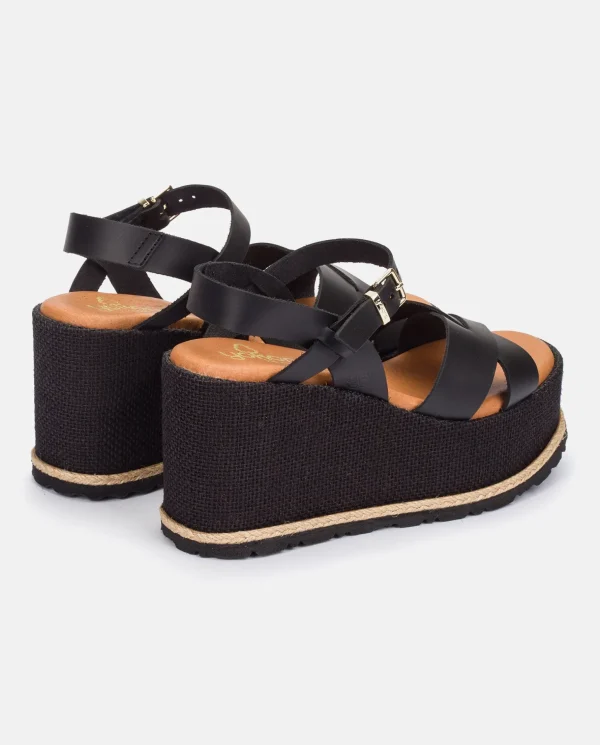 Yokono Wedge Sandal LANZAROTE-003 Black Sale