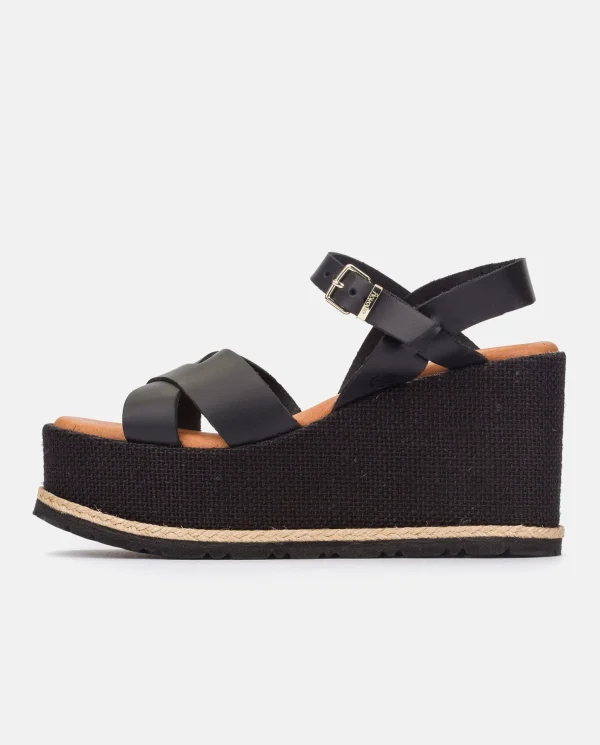 Yokono Wedge Sandal LANZAROTE-003 Black Sale
